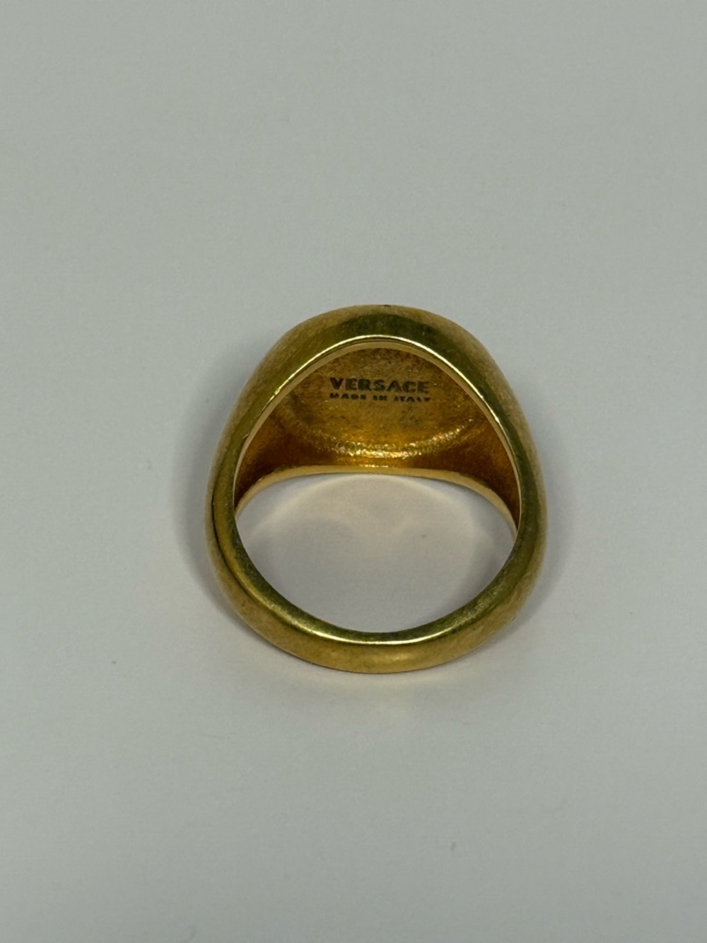 Versace Polished Gold Tone Signet Ring IT 17 (US 8) - Picture 3 of 5